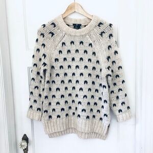 H&M Alpaca Wool Black White Knit Sweater Pullover SIZE S Chunky Classic Raglan